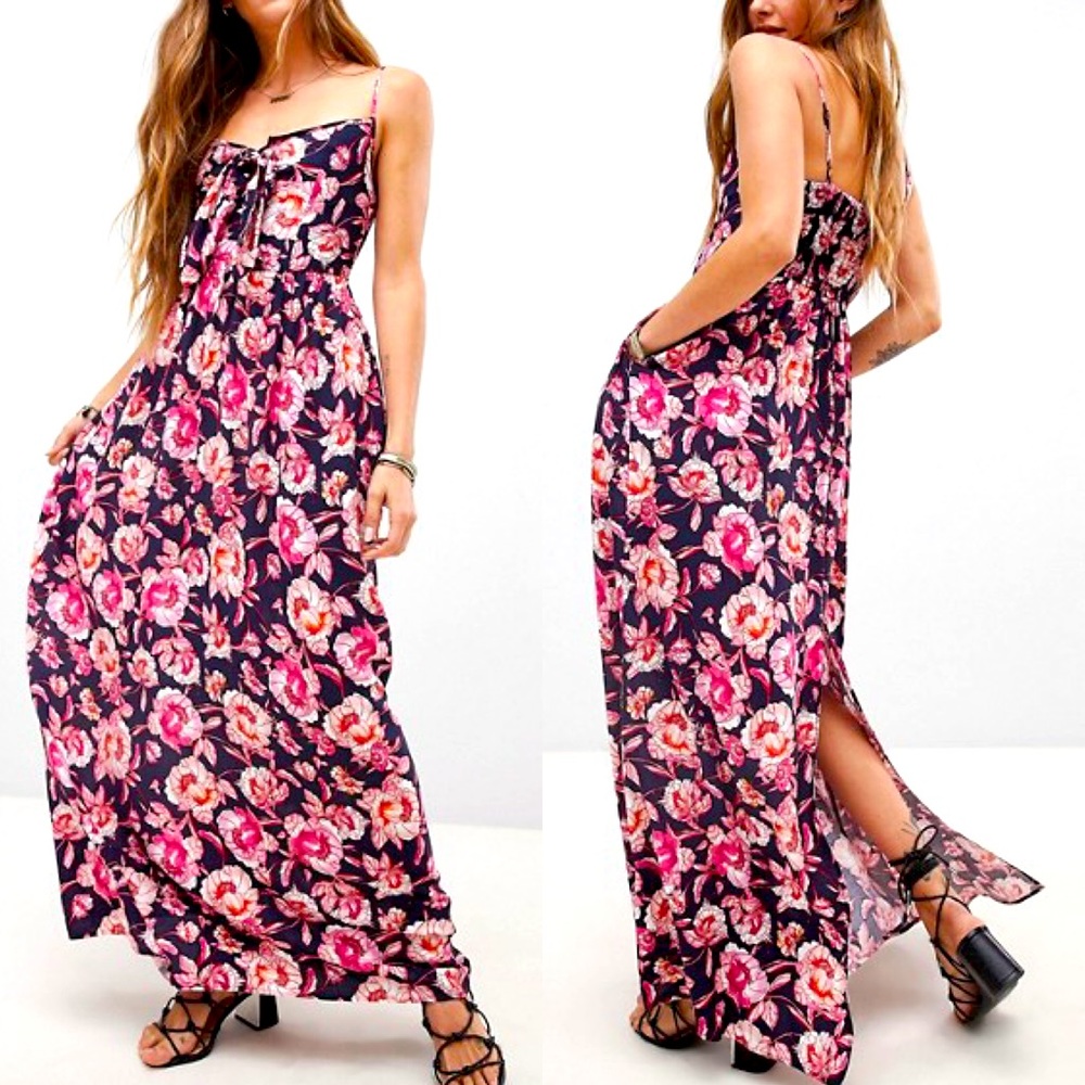 NEW Band Of Gypsies Tie Front Floral Maxi Dress